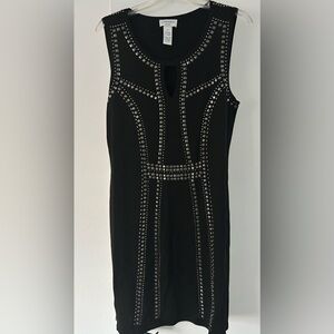 Carmen Marc Valvo Black Studded Mini Dress